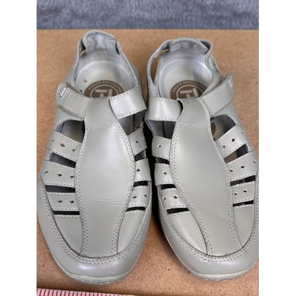 Propet W3723 Womens Beige Leather Fisherman Walking Sandals 6.5 XW Extra Wide 2E